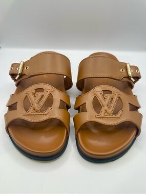 Louis Vuitton Isola Comfort Mule Brown Leather LV Slide Sandals 39